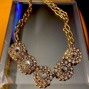 J. Crew Crystal Stone Flower Necklace